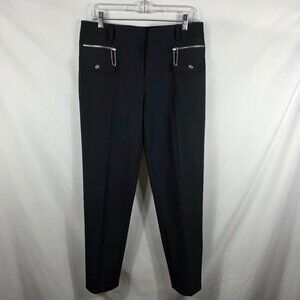Per Se Ankle Pants Women's Size 8 Black Straight Leg Slim Fit Zipper Accents